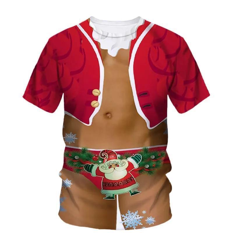 Летний топ с круглым вырезом и 3D-принтом на рождественскую тематику, модная повседневная женская футболка с коротким рукавом