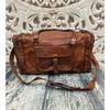 Винтажная коричневая дорожная сумка на выходные из натуральной козьей кожи ручной работы