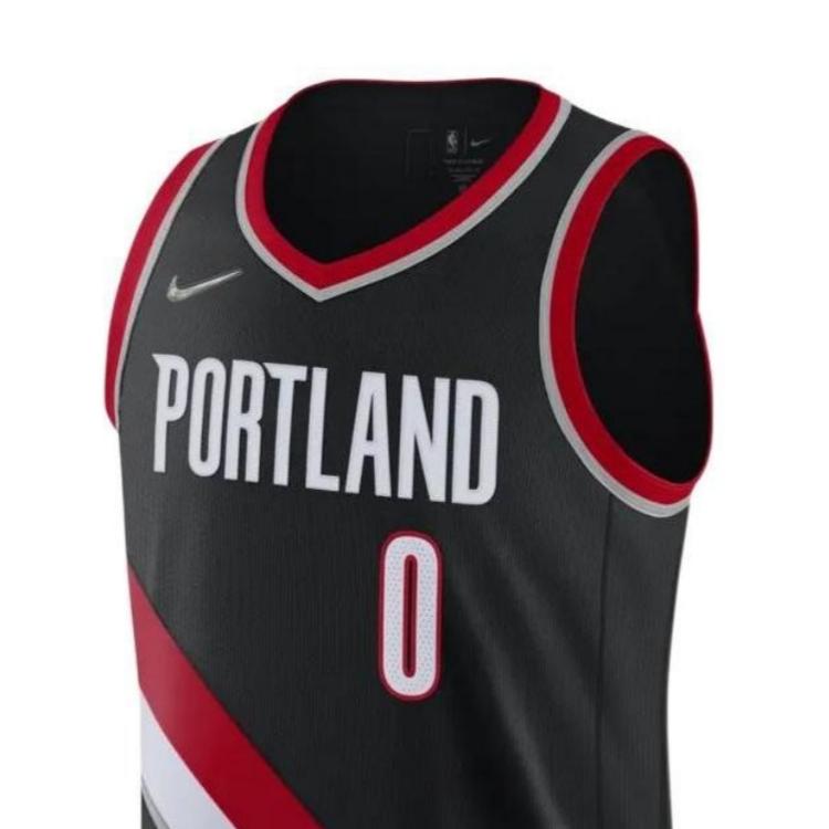 Nike Футболка NBA Colorblock, Trail Blazers Damian Lillard No. 0 Мужские топы черные DB3328-010