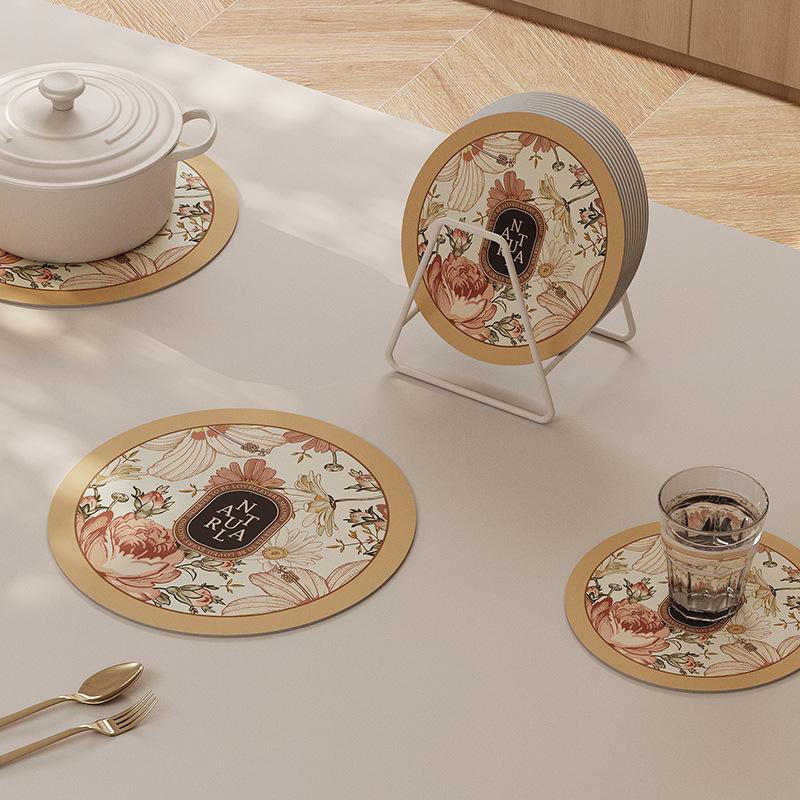 1PCS Round Rubber Placemats Heat Insulation Drink Coaster Anti Slip Pot Mat Reusable Hot Pad Kitchen Tableware Pads Accessories