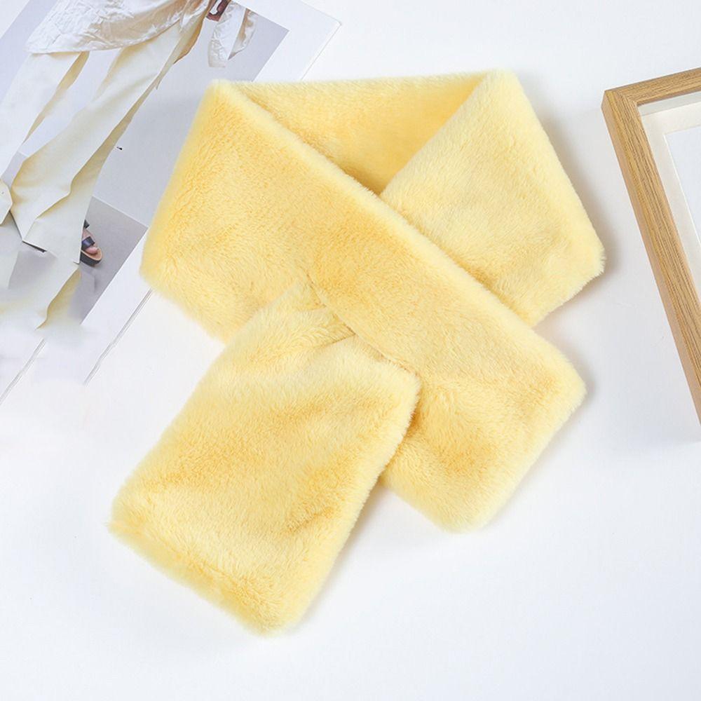 Cute Neckerchief Wrap Winter Warmer Solid Color Girl Plush Scarf Warm Scarf Cross Scarf Neck Warmer