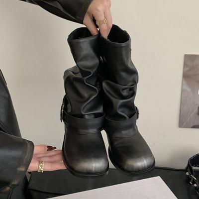 Модная женская обувь слипоны Женские ботильоны в западном стиле на каблуке Обувь Модные женские короткие джинсовые ботильоны с круглым носком Туфли на каблуке новые