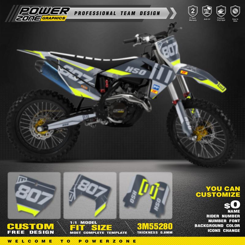 PowerZone Custom Team Motorcycle Graphics Decals Stickers Kit For Husqvarna Decal 19-22 TC FC TX FX FS 20-23 TE FE 125-450CC 40