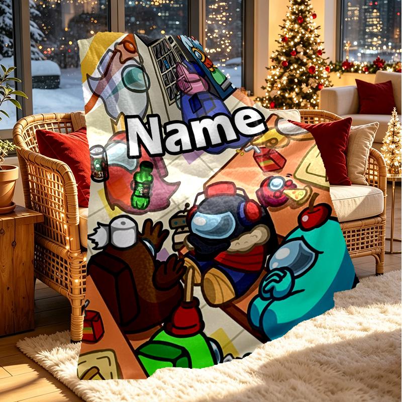 Custom Name Personalized Among Us Print Blanket, Home Decor, Bedroom, Sofa, Camping, Couch, Gifts for Birthday ChristmasEnthusiasts