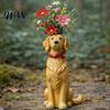 Small Vase Quirky Dog Handcrafted Whimsical Animal Flower Resin Decorative Floral Plants for Desk Shelf Boho Home Decor Gift Lovers Table Centerpiece