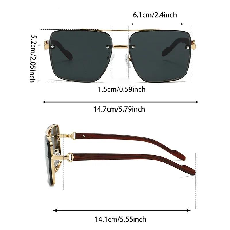 Fashion Retro Square Metal Shades Women's Brand Design Driving Eyeglasses New Double Bridge Pilot Sunglasses UV400 Eyewear
