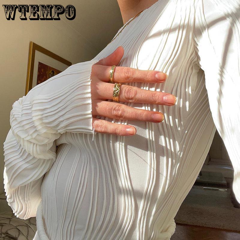 Весенне-осенние однотонные футболки с длинными рукавами и рюшами, женские повседневные белые облегающие черные базовые футболки Y2K, уличные укороченные топы