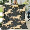 1pc Elegant White Horse Blanket - Galloping Horses, Soft Flannel-like Texture, All-Season Luxury Throw for Bed, Couch, or Floor - Machine Washable Pol