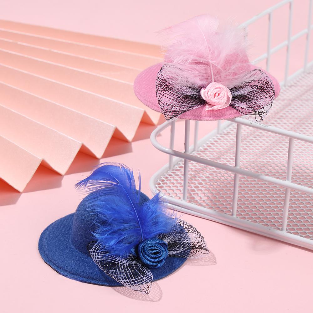 Stylish Show Costum Elastic Strap Duck Pets Supplies Chicken Hats Feather Top Hat Cap for Hens