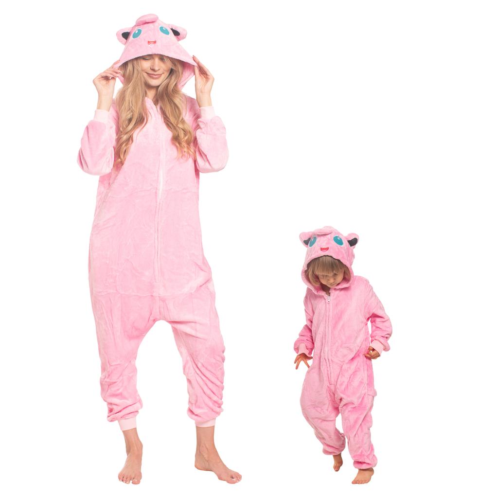 Piżama dla dzieci strój kigurumi onesie jiggly puff pokemon różowy 105-115