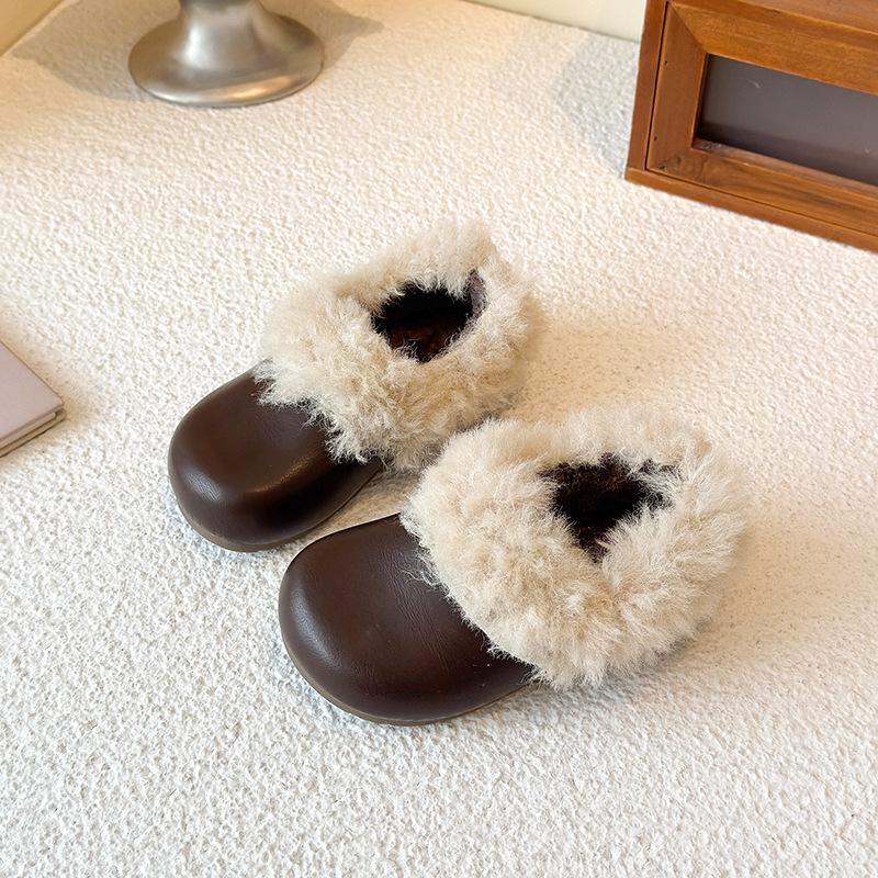 Зимние плюшевые туфли в стиле Birkenstock для девочек: Теплые хлопковые тапочки на толстой подошве с бархатом