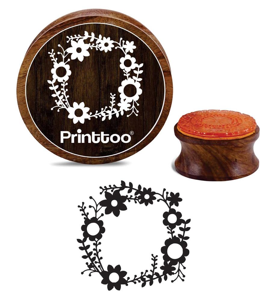 Printtoo Круглый цветочный венок Деревянный резиновый блок Scrap-booking Craft Textile Stamp-2