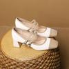 Модные женские ретро-туфли смешанных цветов Mary Jane 2024, летние новые нежные элегантные туфли на квадратном среднем каблуке, французские модные туфли на толстом каблуке