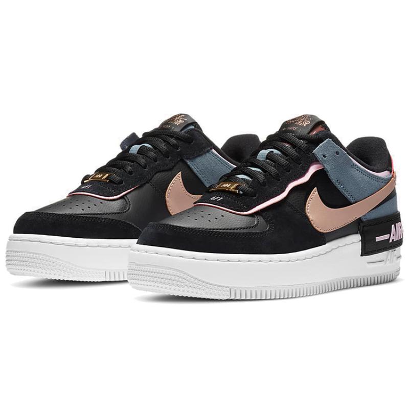 Nike Женские кроссовки Air Force 1 Low Shadow Черный Светло-арктический розовый Кирпично-красный CU5315-001