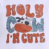 Детский хлопковый комбинезон с принтом «Holy Cow I'm Cute» с короткими рукавами