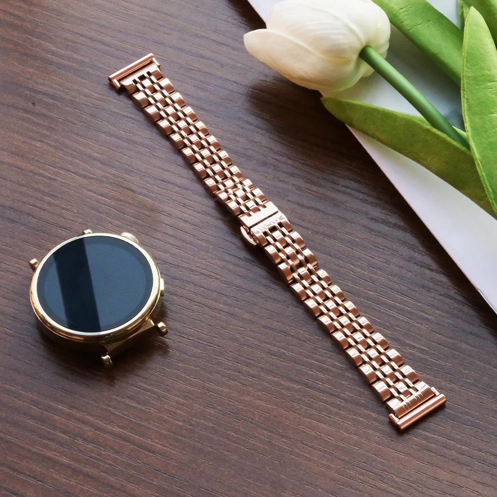 Тонкий ремешок из нержавеющей стали 18 мм 20 22 мм для Huawei Watch GT5 Pro 42 мм 46 мм Женский браслет для Samsung Galaxy 7 6 5 40/44 мм Ремешок