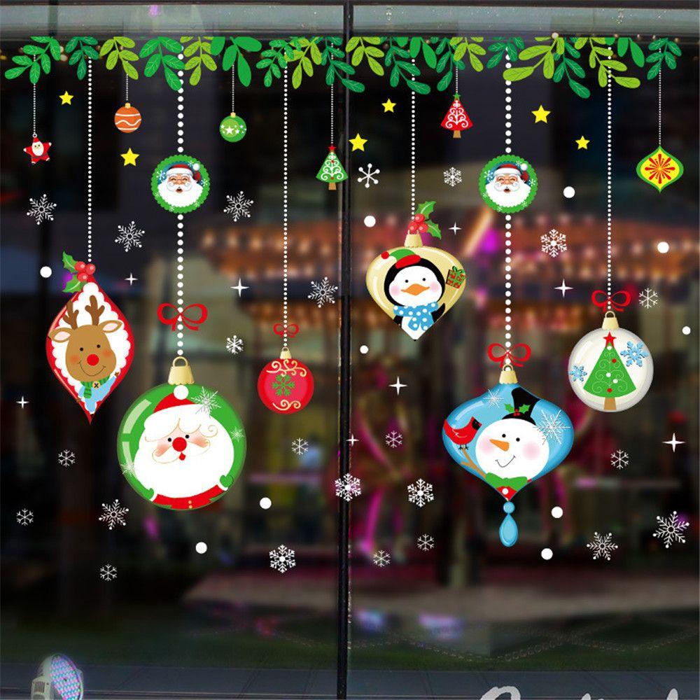 Holiday Scene Xmas Decoration Wall Sticker Home Decals Christmas Window Stickers Santa Claus