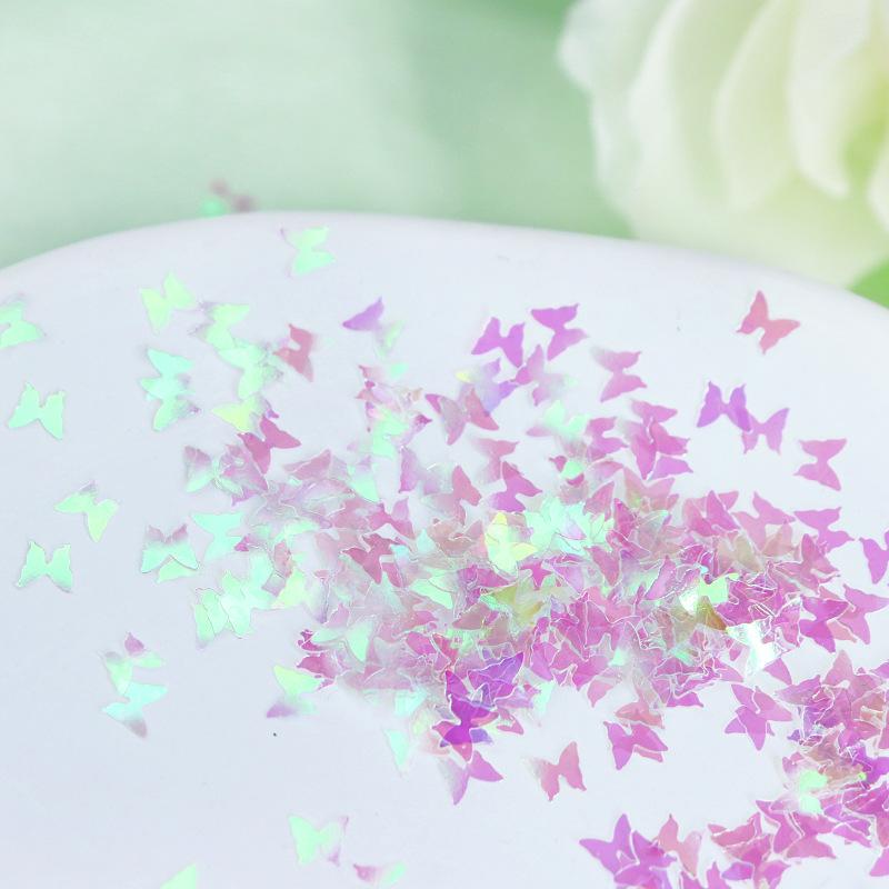3D Butterfly Nail Glitter Flakes Holographic Iridescent Sequins 1 Set for Summer Beach Themed Nail Art Design