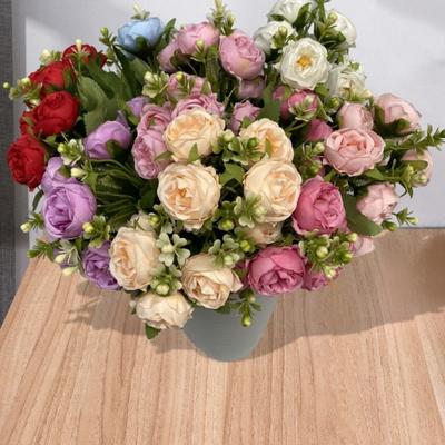 Роза со стеблем, реалистичный красочный искусственный цветок, свадебный домашний офисный стол, центральная часть букета из искусственных цветов, цветочная композиция