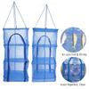 Foldable 4 Layers Hanging Dry Rack Net Zipper Opening Mesh Netting Blue