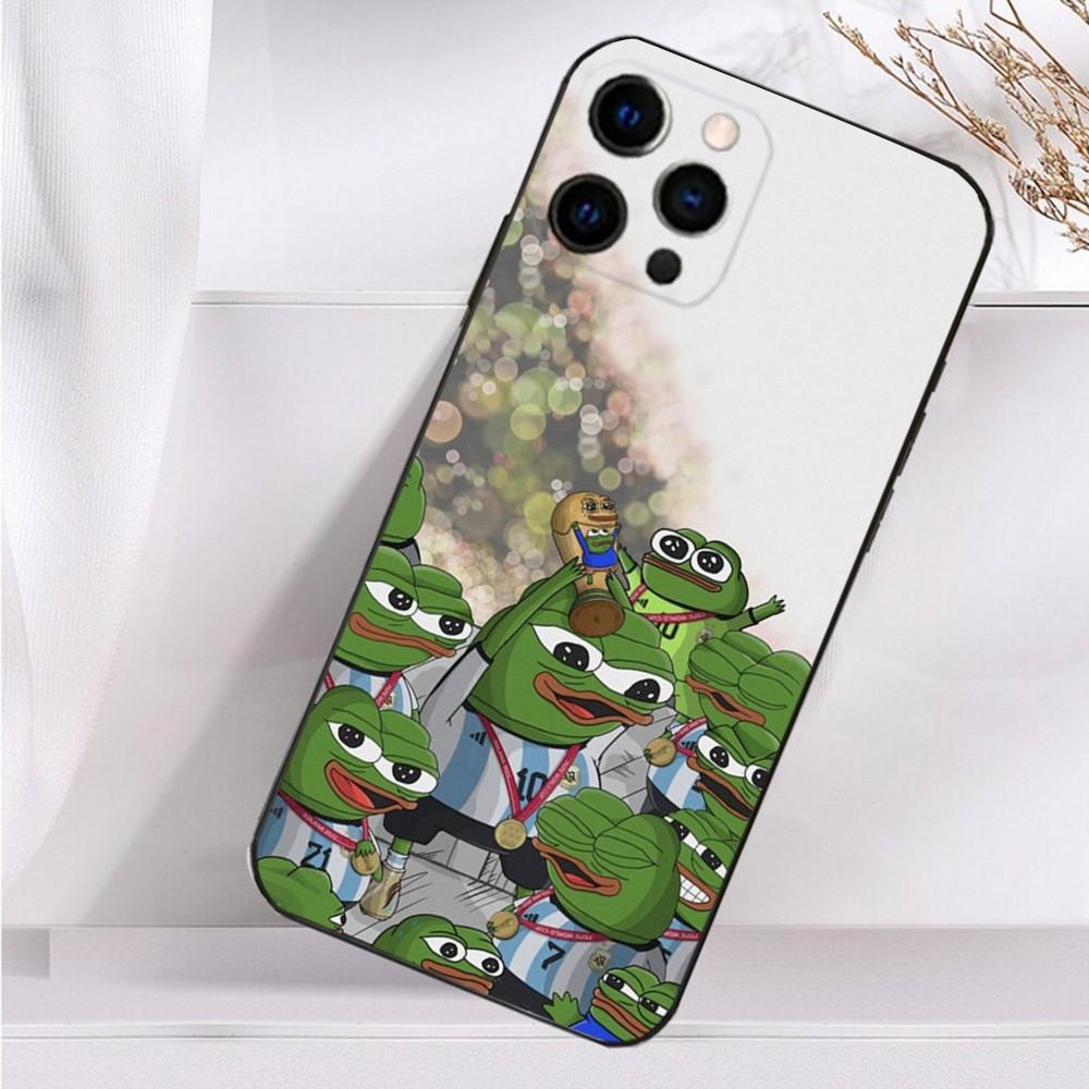 Funny P-Pepe the Frog Phone Case For iPhone 16,15,14,13,12,11 Plus,Pro Max,XS,X,XR,SE,Mini,8,7 Soft Silicone Black Cover