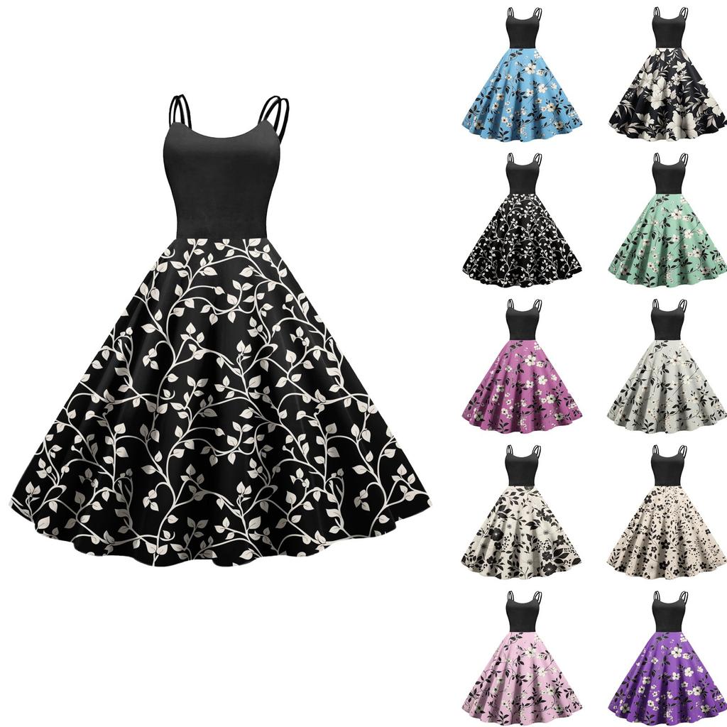 Women's Casual Fashion Print Sexy Off Shoulder Punk Retro Dress Retro Dress Dress