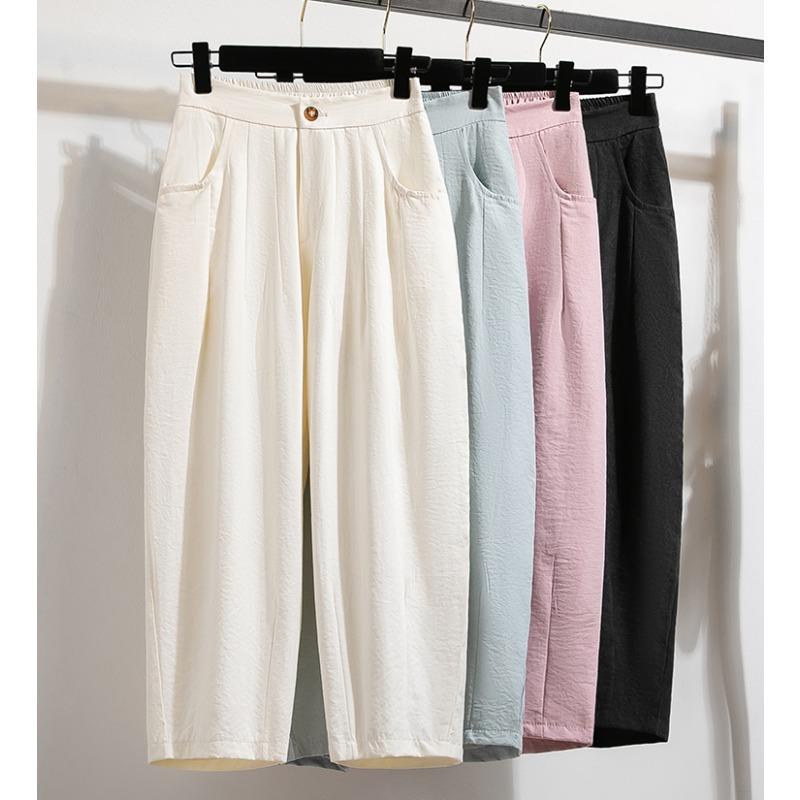 Dimanaf 2025 Summer Plus Size Women Wide Leg Pants High Waist Basic Elastic Pants Loose Casual Solid Pants 5XL