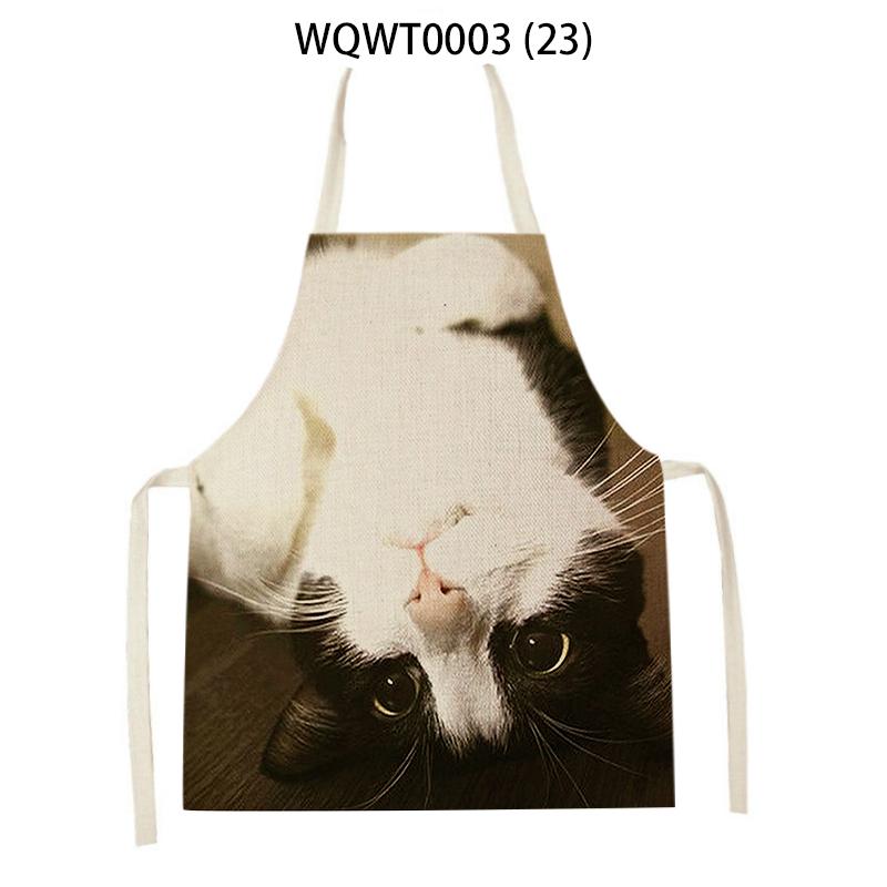 Cartoon Cute Cat Printed Sleeveless Apron Black Kitchen Apron Women Cooking Apron Home Baking Antifouling Antifouling Bib