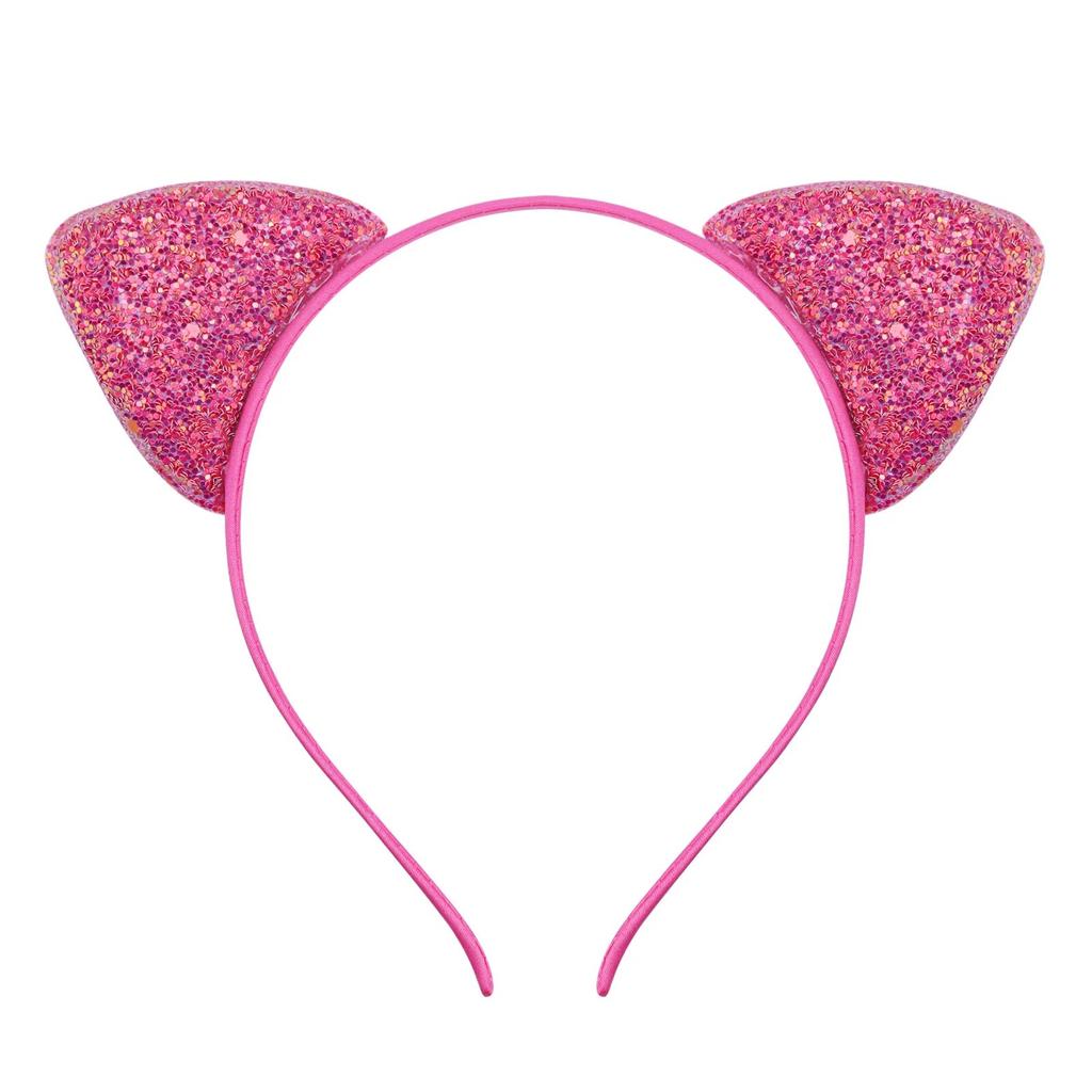 Glitter Cute Cat Ears Headband Kitty Headband Women Girls Kids Sparkly Hair Metal Hoop Shiny Hair Bands Hair Accessories