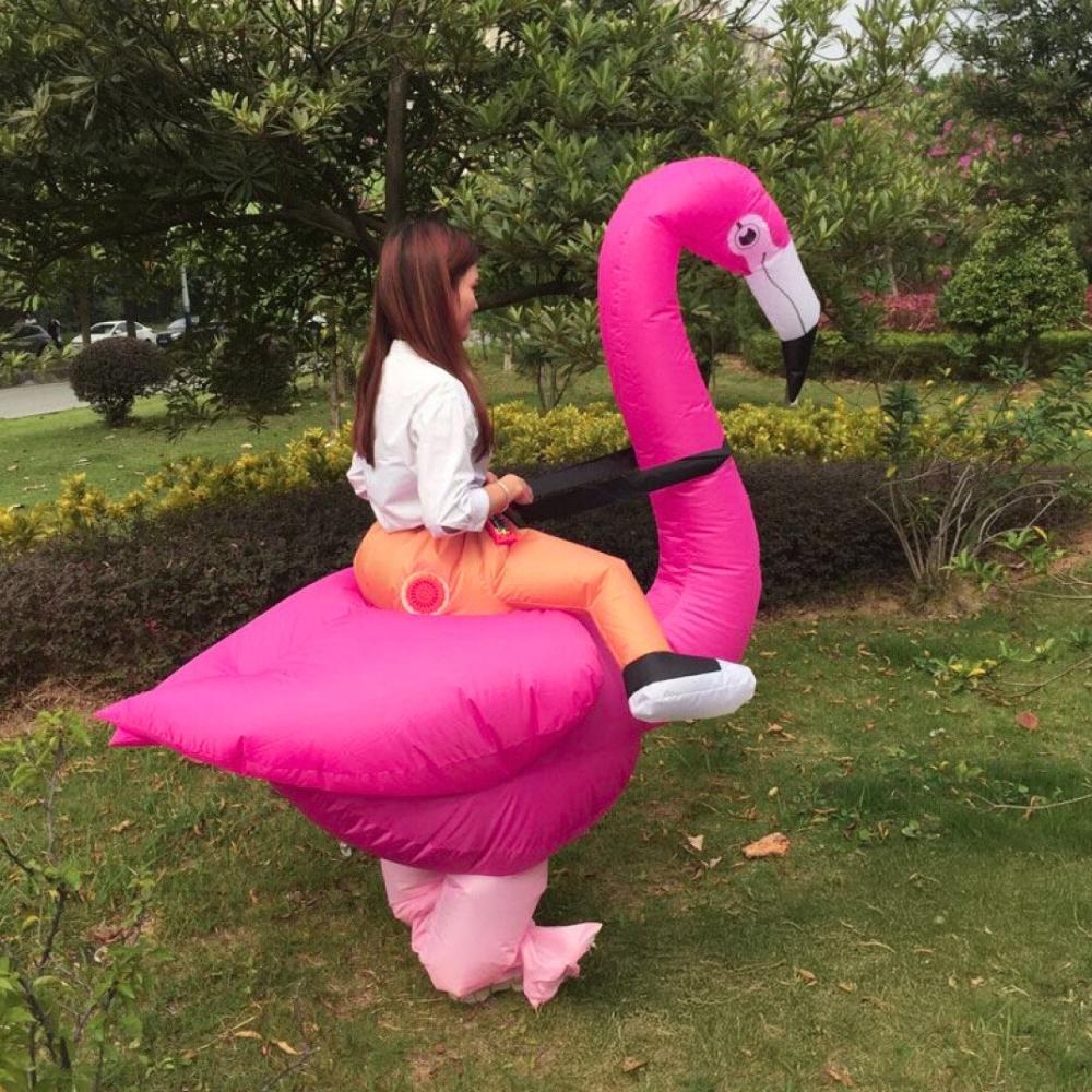Flamingo inflatable suit costume disguise self-inflating pink suit