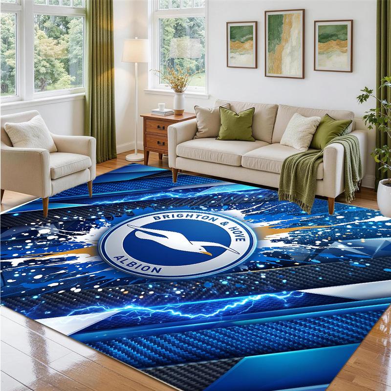 Brighton & Hove Albion Football Design Crystal Velvet Rug Soft Decorative Mat for Bedroom Entrance