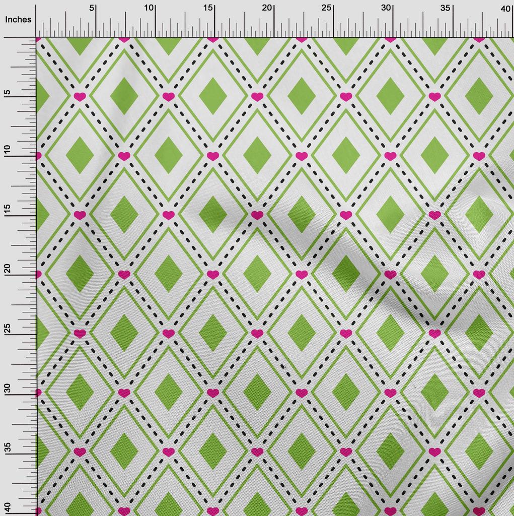 oneOone Cotton Flex Green Fabric Check  Dress Material Fabric Print Fabric By The Yard 40 Inch