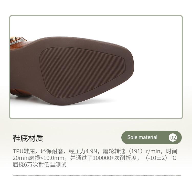 Top layer cowhide women's shoes spring versatile new retro square toe shallow mouth thick heel middle order shoes Mary Jane commuting shoes women