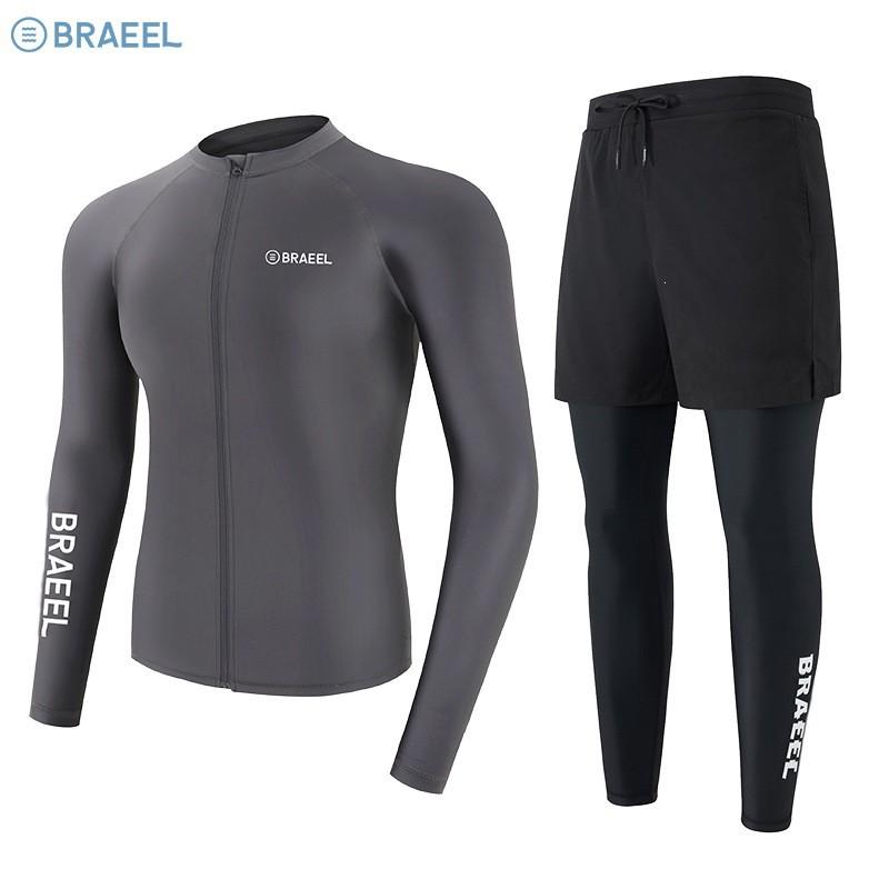 Mens Long Sleeve UV Protection Rash Guard Set Full Body Sunproof Quick Dry Snorkeling Diving Surfing Wetsuit
