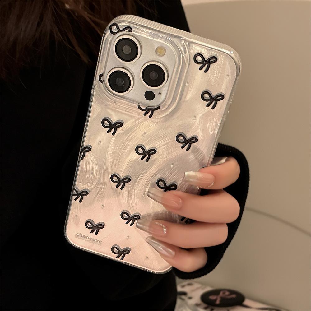 Розовый блестящий чехол-бантик для iPhone 16 15 14 13 Pro Max, милый блестящий бантик, прозрачный противоударный чехол, эстетичный девичий защитный чехол для женщин и девушек