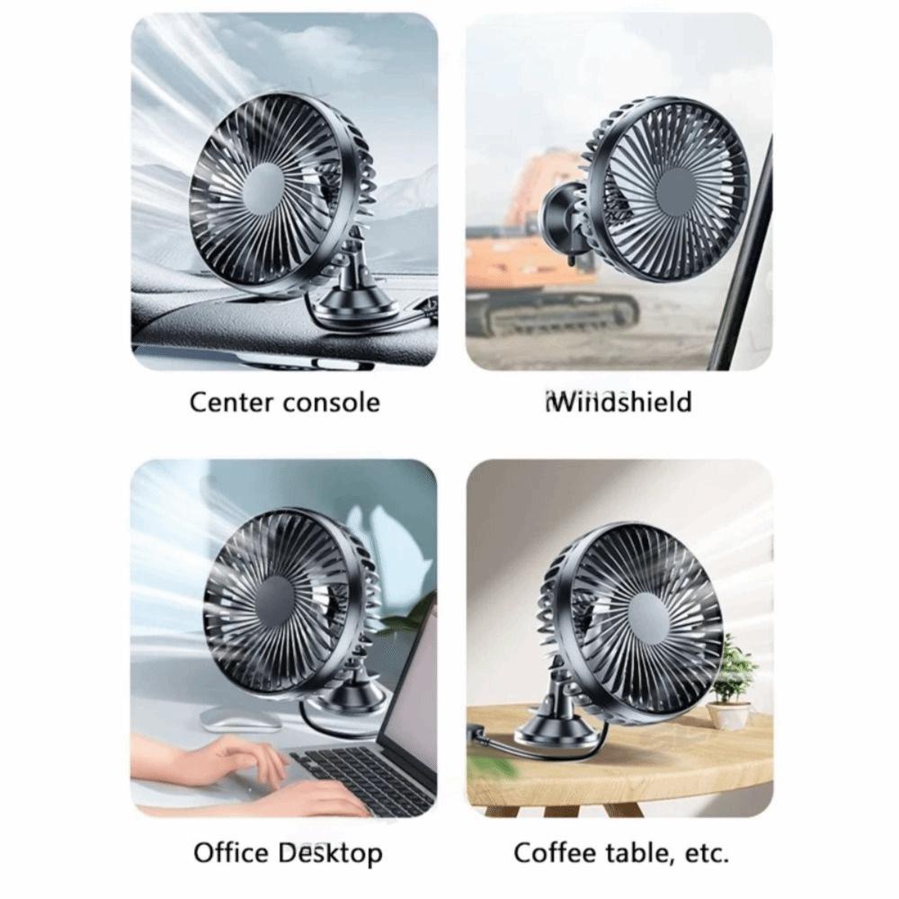 Quiet Operation Dual-Head Car Fan Multi-Angle Adjustable Electric Fan Driving Environment