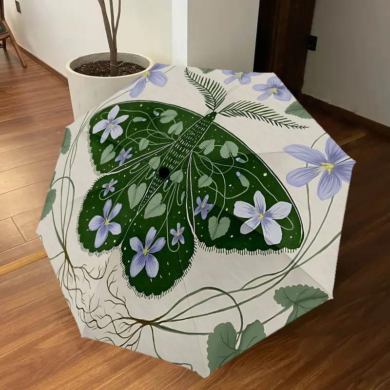 1pc moth flowers Automatic Open/Close Umbrella with Windproof, 8-Rib Sturdy Canopy, Durable Ribs, Fashionable Design1205A