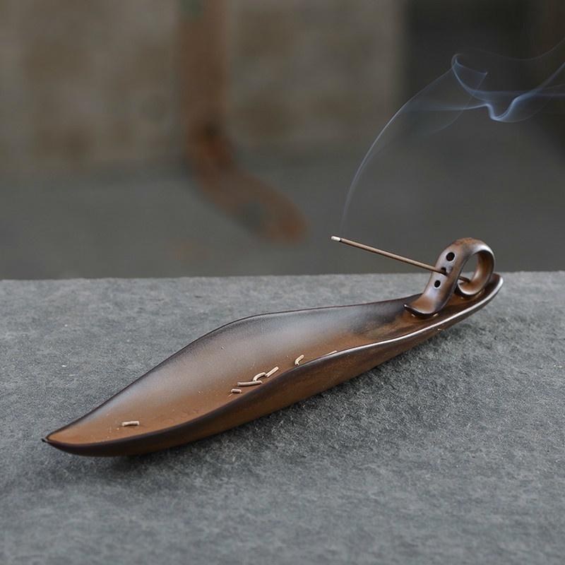 Подставка для благовоний, винтажная курильница, буддийские храмовые принадлежности, китайские курильницы в форме листа, лодки