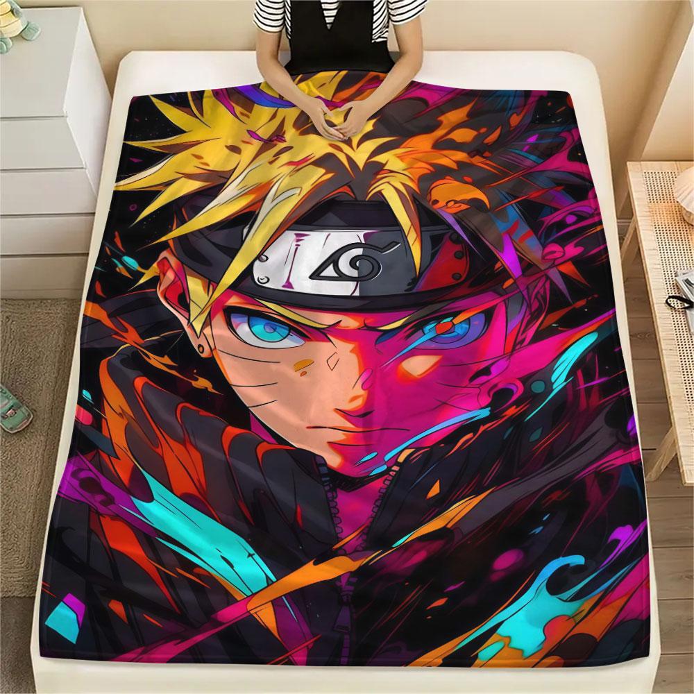 1Pc Naruto Print Flannel Blanket, High quality Comfortable for All Seasons, Home Decor, Warmth and Comfort, Perfect for Christmas Gifts
