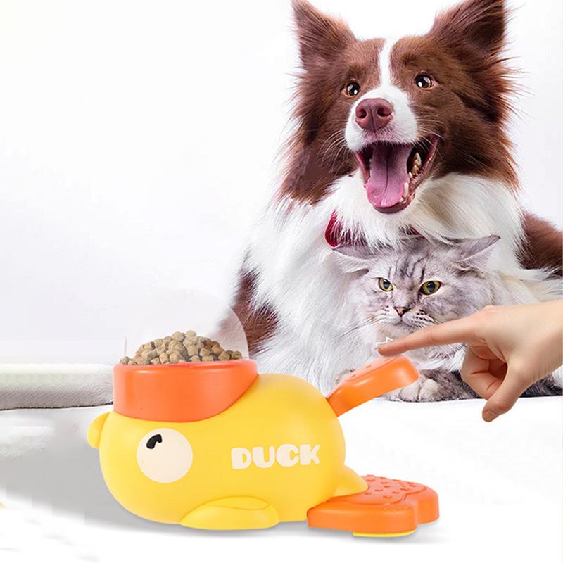 Little Yellow Duck Pet FeederCat and Dog Interactive Toy Trainer Automatic Feeder