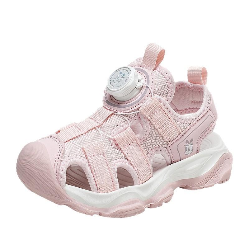 Babudou girls' closed-toe sandals2026New summer styles of breathable mesh athletic beach sandals for children, available in sizes for both younger