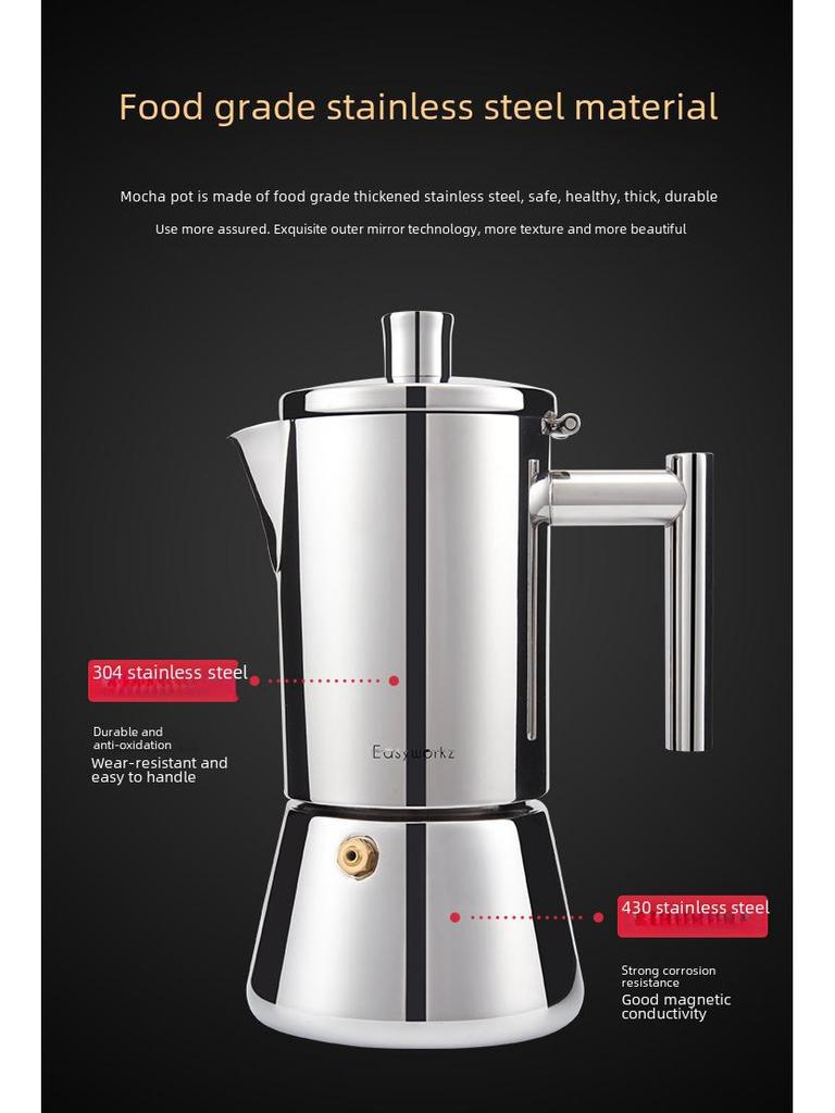 Итальянская кофеварка мока из нержавеющей стали для индукционных плит