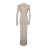 French Niche Spring/Autumn High-Neck Slim Knit Long Evening Dress