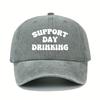 Support Day Drinking Adjustable Snapback Baseball Cap  Black with White Text Lightweight Casual Streetwear Hat for Women Bach