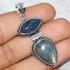 Exclusive Long Fiery Labradorite 925 Silver Plated Pendant 2.2" Trendy N9n37