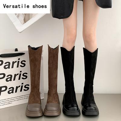 Дизайнерские современные женские сапоги до колена, модные длинные ботинки с квадратным носком, уличный стиль, элегантные женские туфли на высоком каблуке
