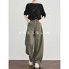 FAESSLIN Women's Pine Green High-Waist Wide-Leg Banana Pants