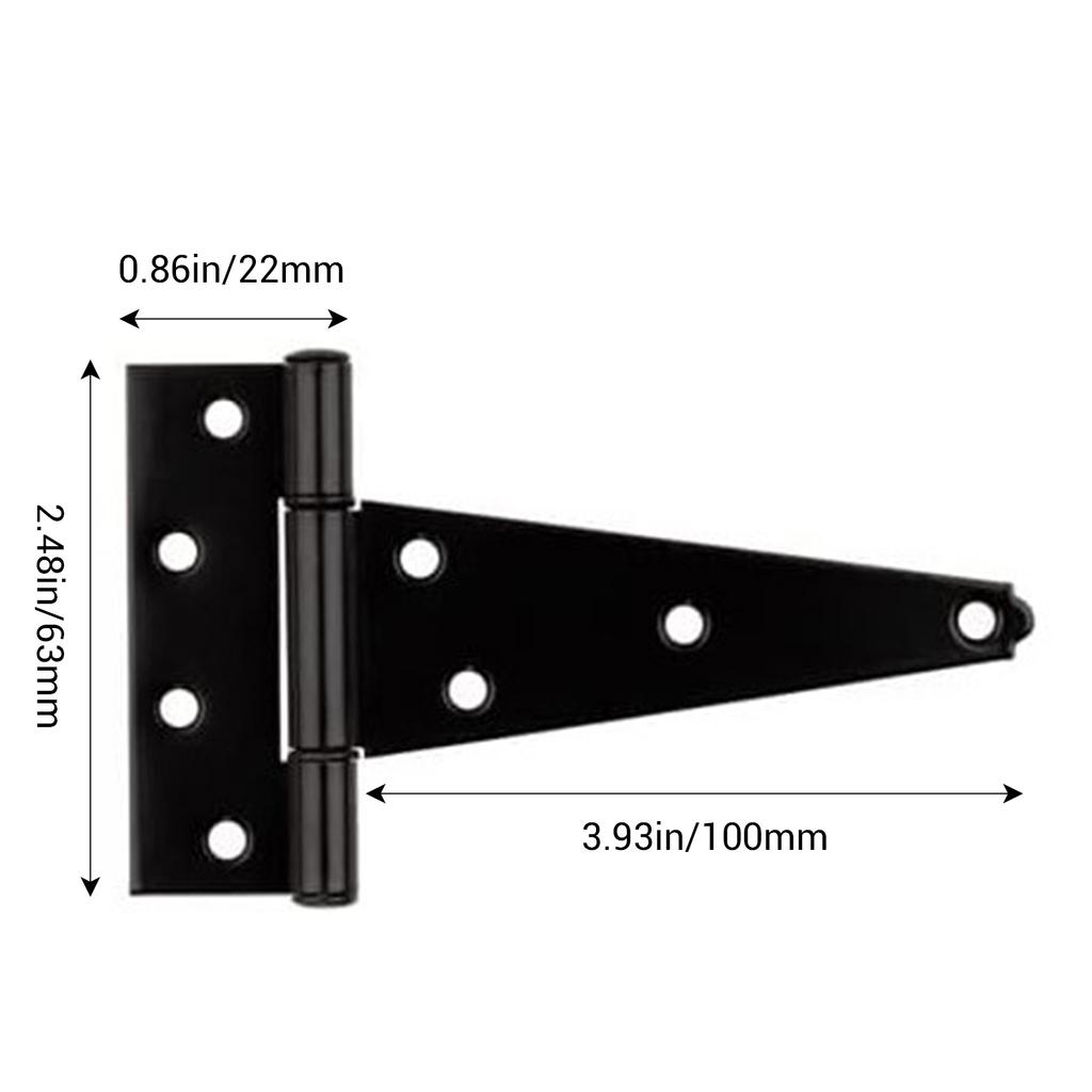 T Shape Door hinges with Screw Triangular Shed Barn Door Hinge Durable Sturdy Black Tee Iron Hinges Wrought Hardware accessories