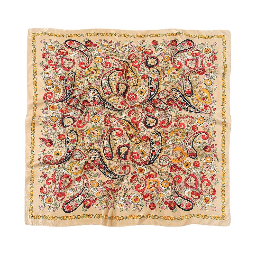 90*90CM Cashew Pattern Satin Square Scarf Fashionable Bohemian Style Hijab Shawl Elegant and Versatile Headscarf Scarf for Women