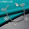 925 Sterling Silver Four Leaf Clover Pendant Bracelet For Women Wedding Party Fashion Charm Jewelry